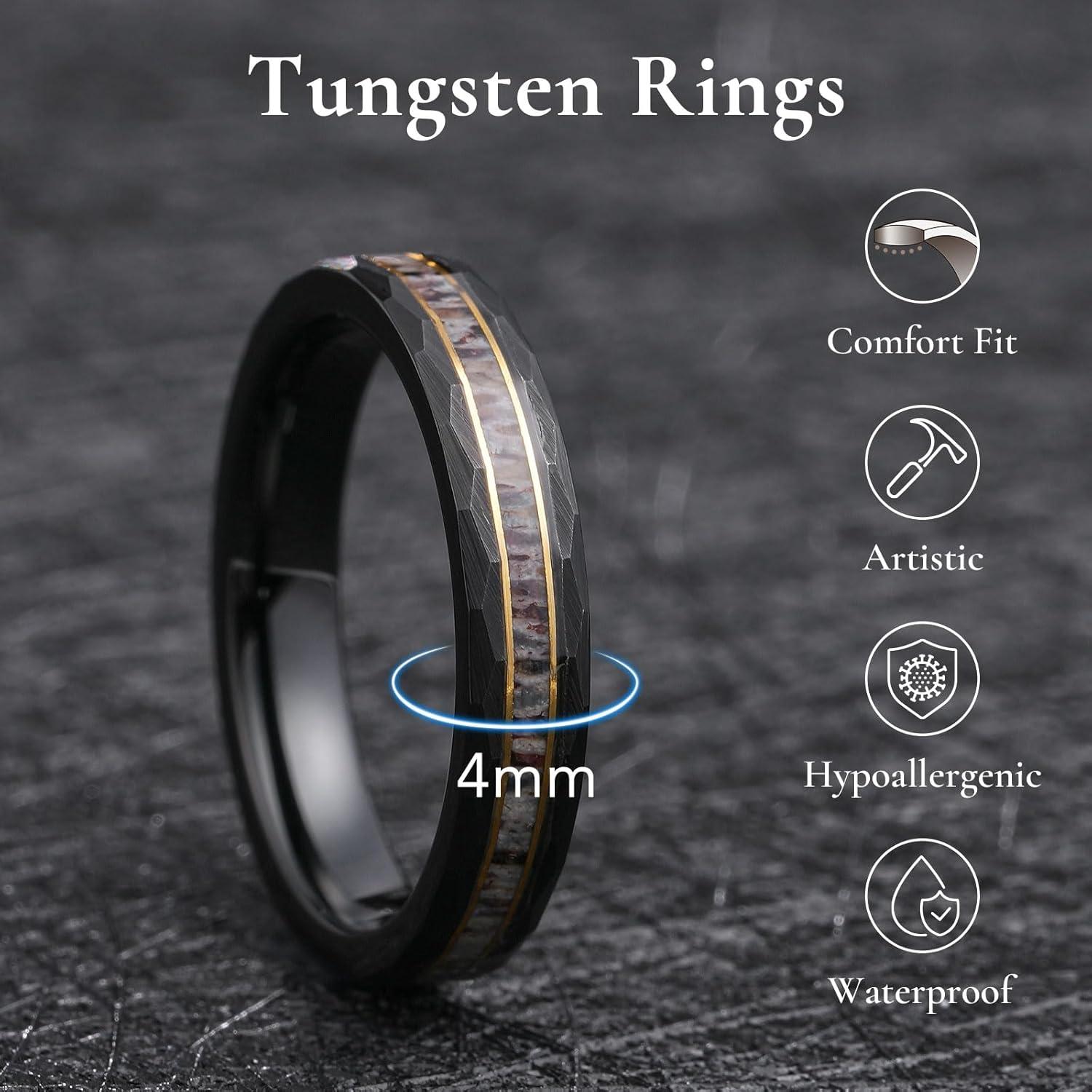 imageKing Will 8mm Mens SilverBlack Tungsten Carbide Ring for Men Nature Koa Wood InlayGalaxy Opal Inlay Wedding Bands Hammered MultiFaceted Wedding Bandgold foils4mm