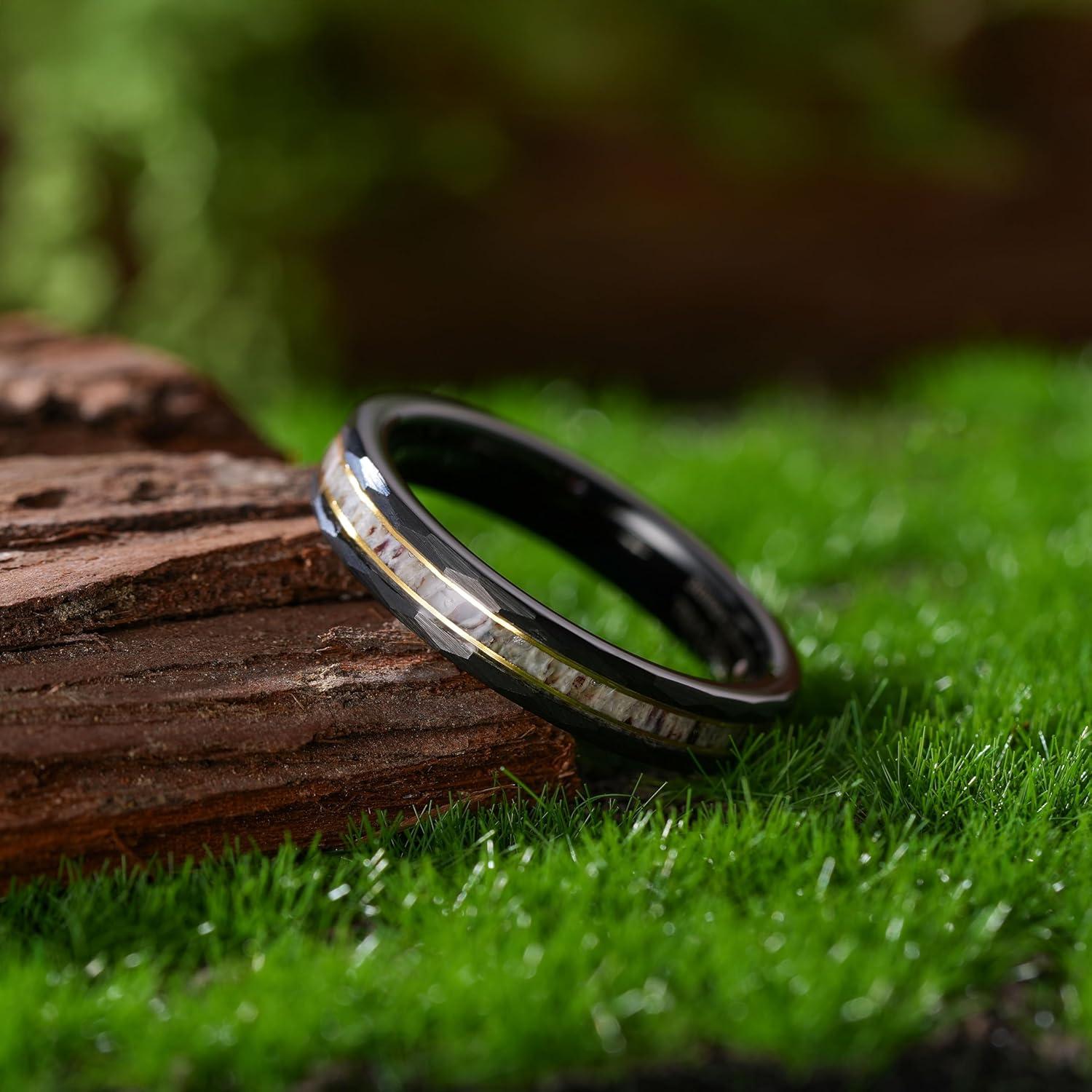 imageKing Will 8mm Mens SilverBlack Tungsten Carbide Ring for Men Nature Koa Wood InlayGalaxy Opal Inlay Wedding Bands Hammered MultiFaceted Wedding Bandgold foils4mm