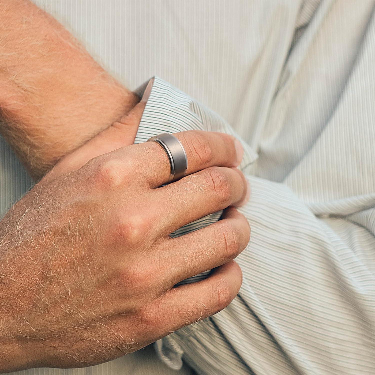 imageKing Will Classic Tungsten Wedding Band for Men 678910mm Widths Polished Finish Step Edge Matte Rings Comfort FitAsilver 10mm