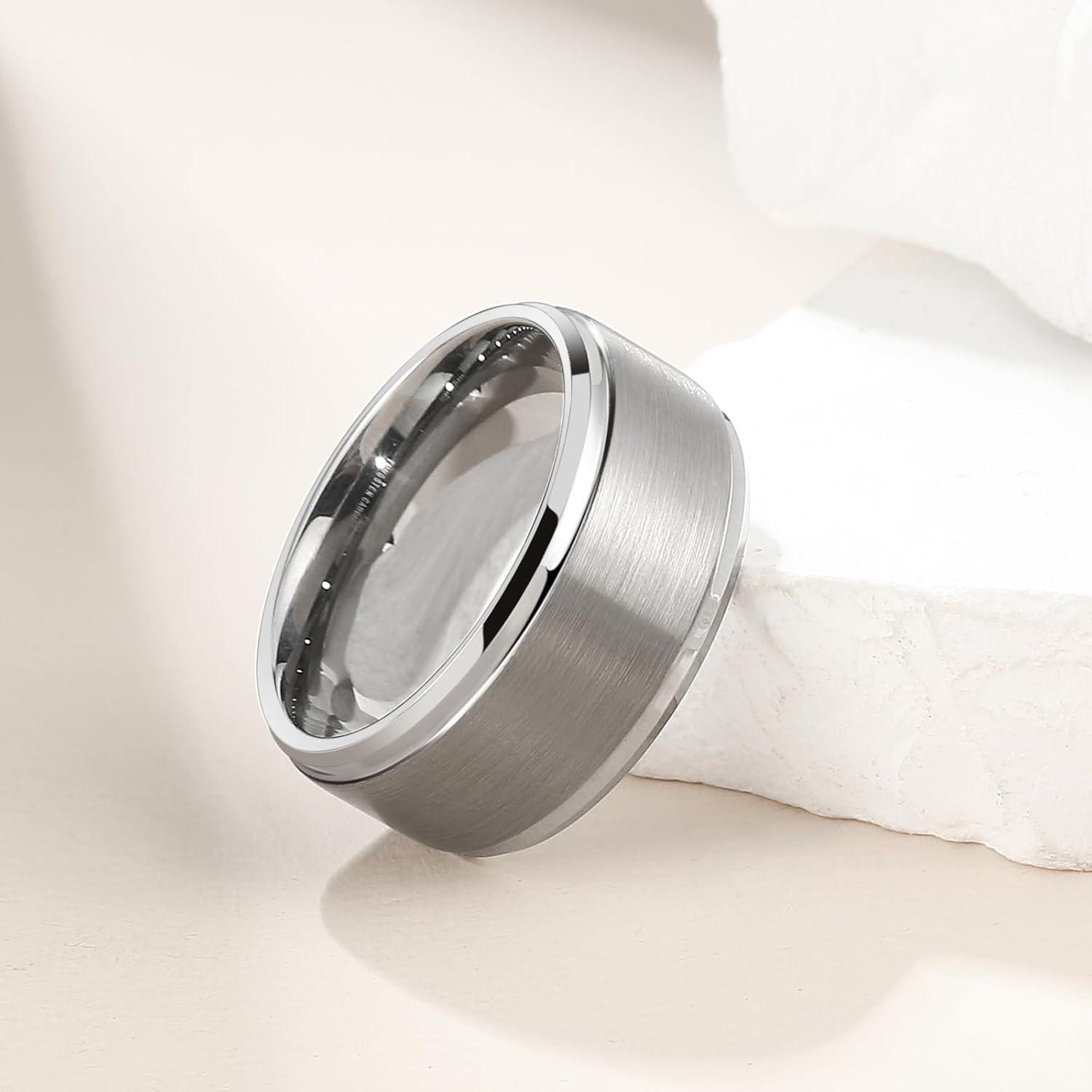 imageKing Will Classic Tungsten Wedding Band for Men 678910mm Widths Polished Finish Step Edge Matte Rings Comfort FitAsilver 10mm