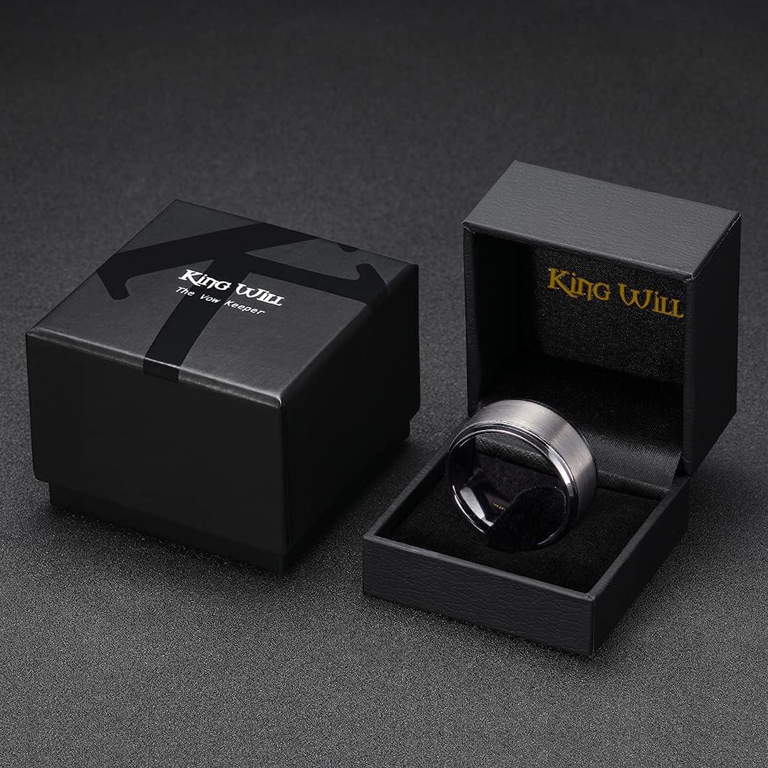 imageKing Will Classic Tungsten Wedding Band for Men 678910mm Widths Polished Finish Step Edge Matte Rings Comfort FitAsilver 10mm