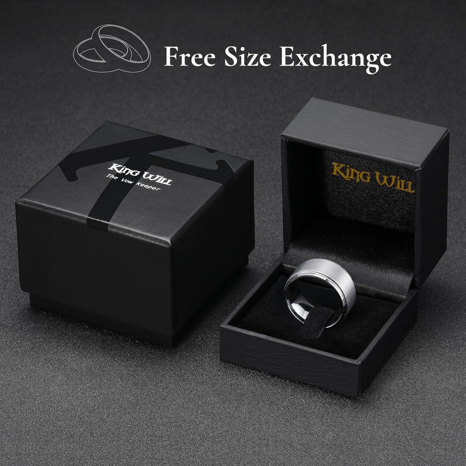 imageKing Will Classic Tungsten Wedding Band for Men 678910mm Widths Polished Finish Step Edge Matte Rings Comfort FitAsilver 12mm