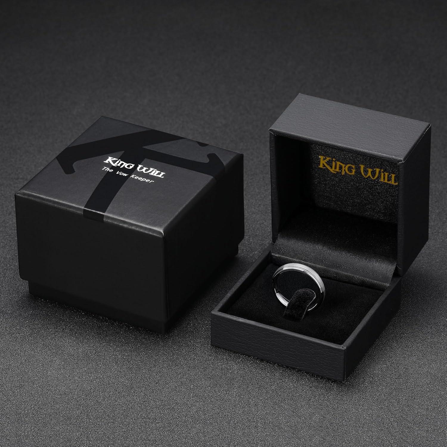 imageKing Will Classic Tungsten Wedding Band for Men 678910mm Widths Polished Finish Step Edge Matte Rings Comfort FitAsilver 4mm