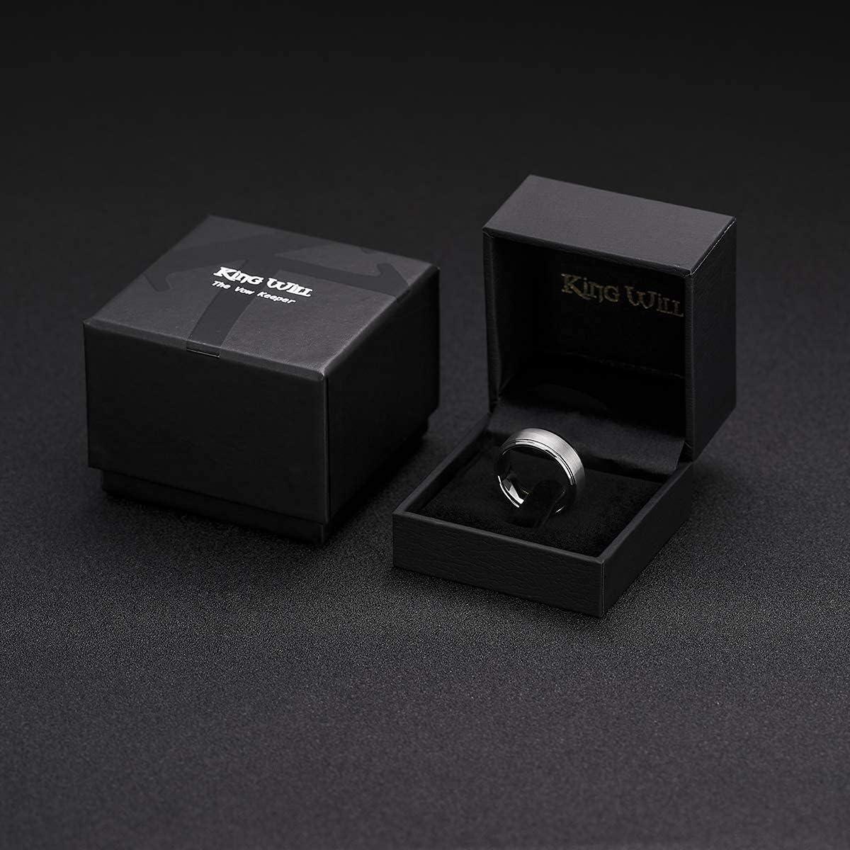 imageKing Will Classic Tungsten Wedding Band for Men 678910mm Widths Polished Finish Step Edge Matte Rings Comfort FitAsilver 7mm