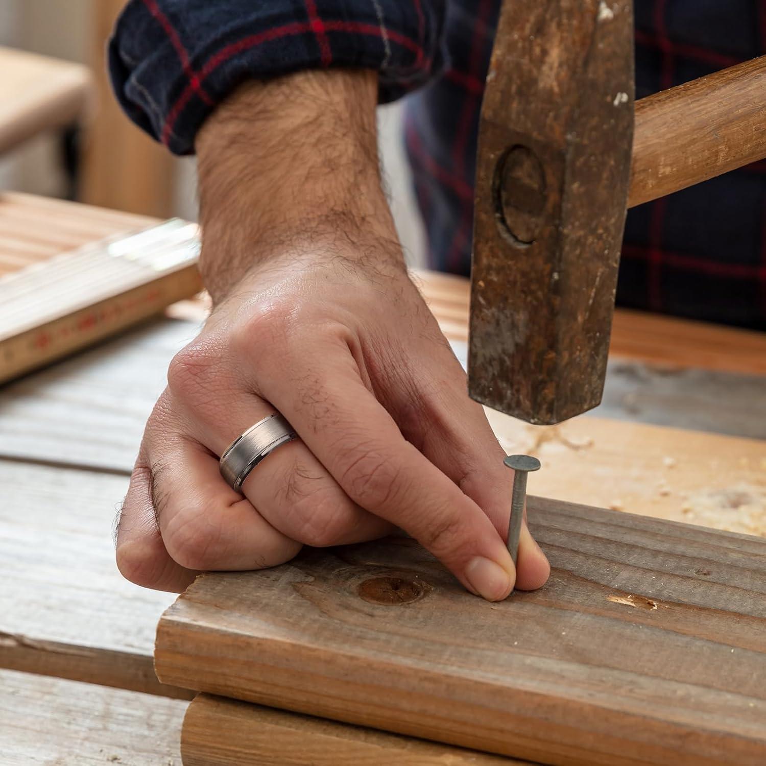 imageKing Will Classic Tungsten Wedding Band for Men 678910mm Widths Polished Finish Step Edge Matte Rings Comfort FitAsilver 8mmNew