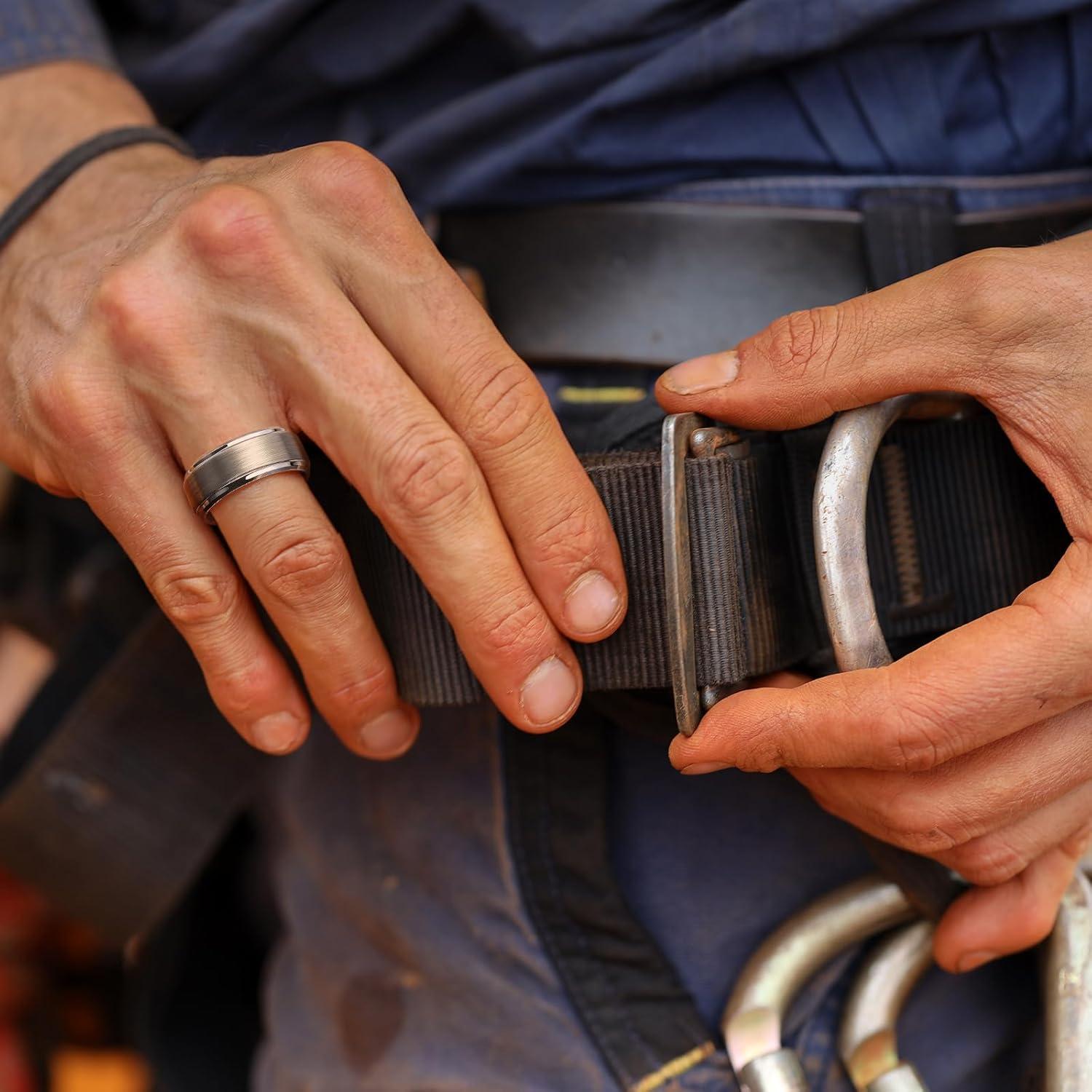 imageKing Will Classic Tungsten Wedding Band for Men 678910mm Widths Polished Finish Step Edge Matte Rings Comfort FitAsilver 8mmNew