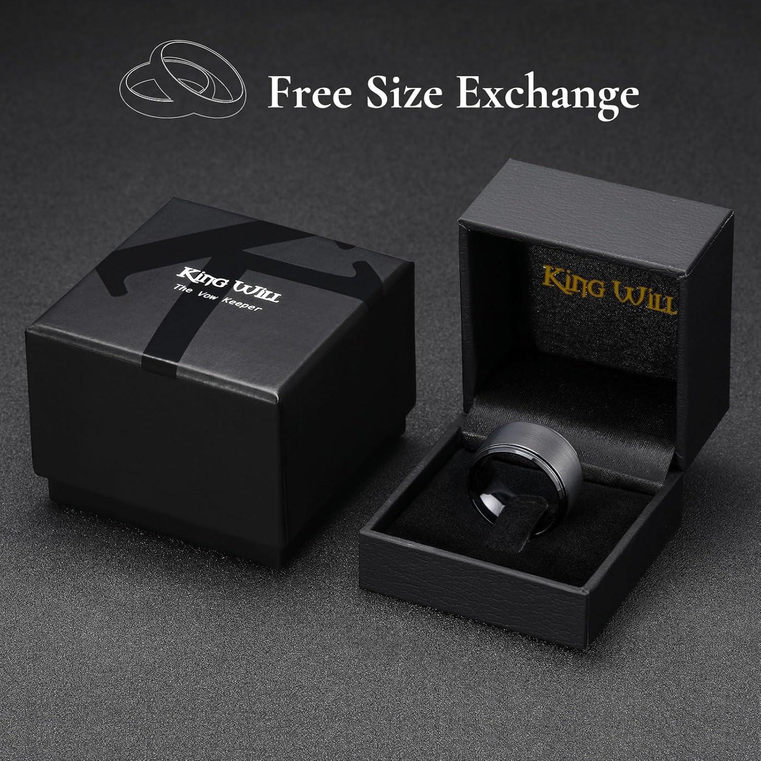imageKing Will Classic Tungsten Wedding Band for Men 678910mm Widths Polished Finish Step Edge Matte Rings Comfort FitBBlack 12mm
