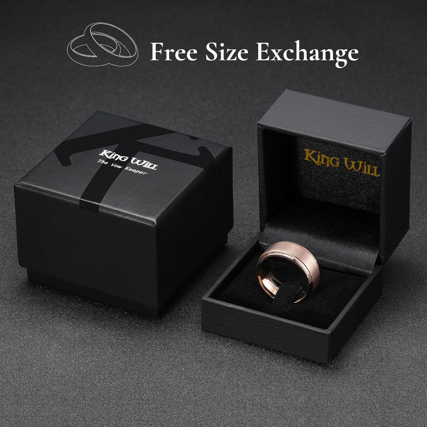 imageKing Will Classic Tungsten Wedding Band for Men 678910mm Widths Polished Finish Step Edge Matte Rings Comfort FitCrose gold 10mm