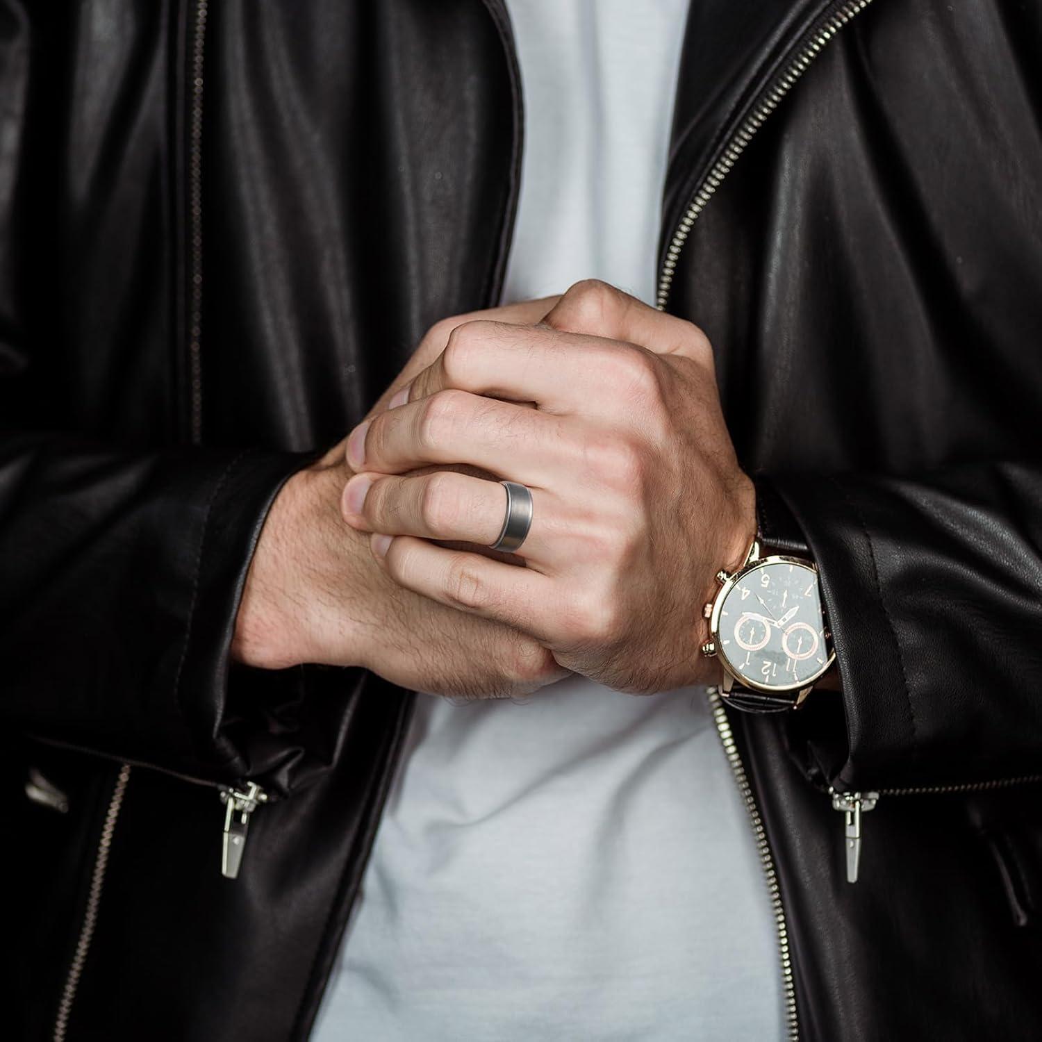 imageKing Will Classic Tungsten Wedding Band for Men 678910mm Widths Polished Finish Step Edge Matte Rings Comfort FitDgunmetal 10mm