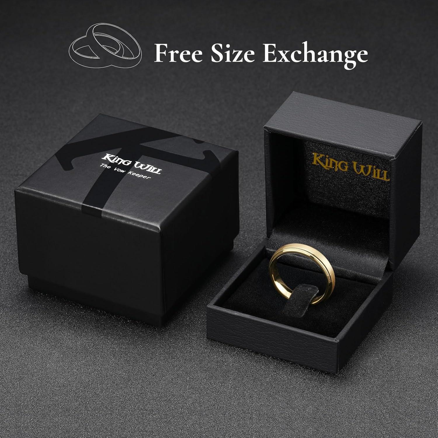 imageKing Will Classic Tungsten Wedding Band for Men 678910mm Widths Polished Finish Step Edge Matte Rings Comfort FitEgold 5mm