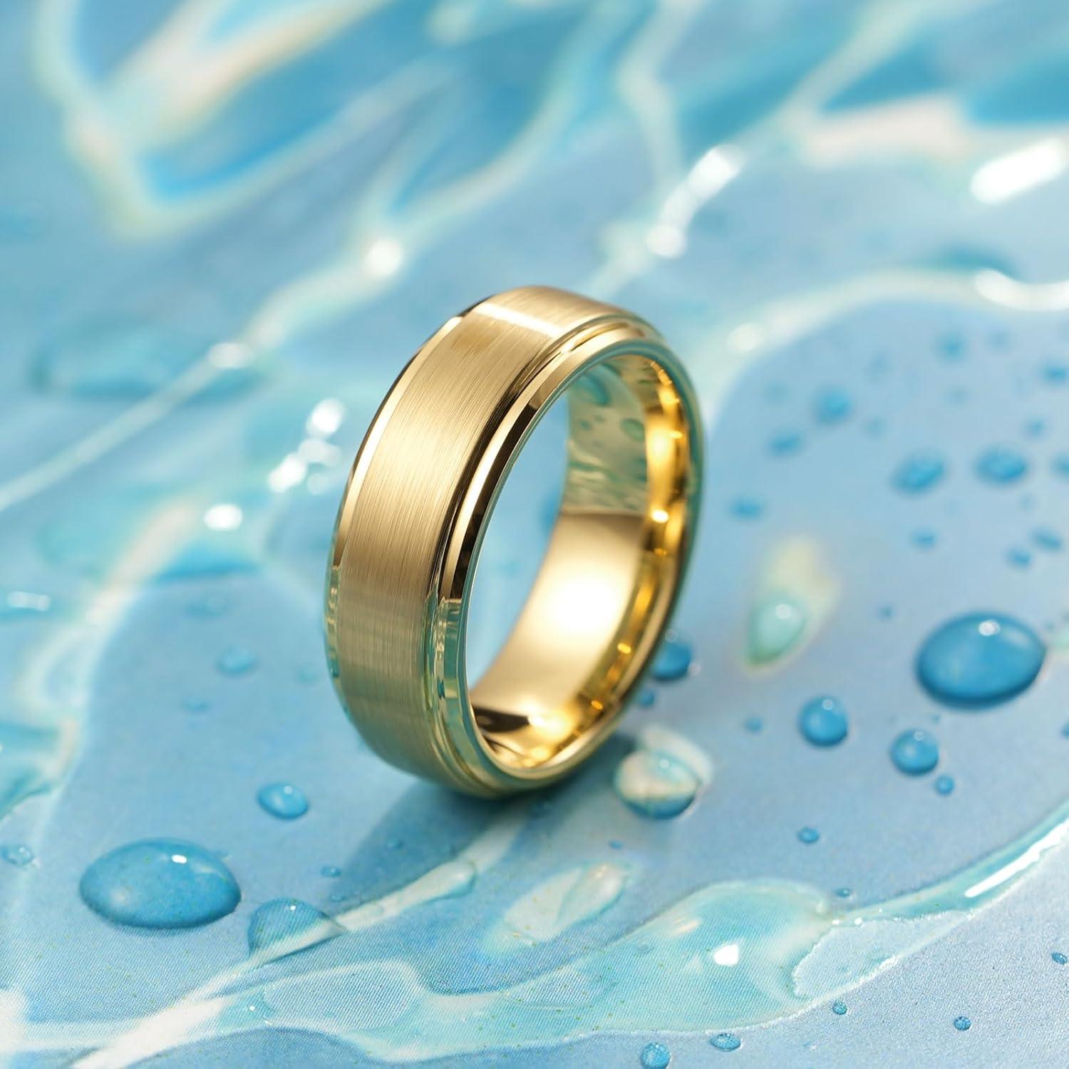 imageKing Will Classic Tungsten Wedding Band for Men 678910mm Widths Polished Finish Step Edge Matte Rings Comfort FitEgold 7mm