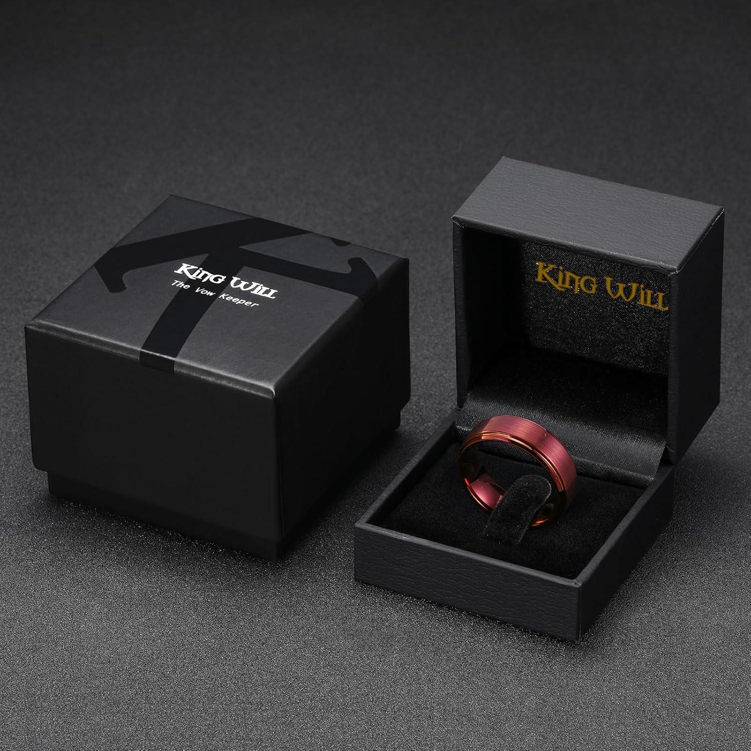 imageKing Will Classic Tungsten Wedding Band for Men 678910mm Widths Polished Finish Step Edge Matte Rings Comfort FitFred 8mm