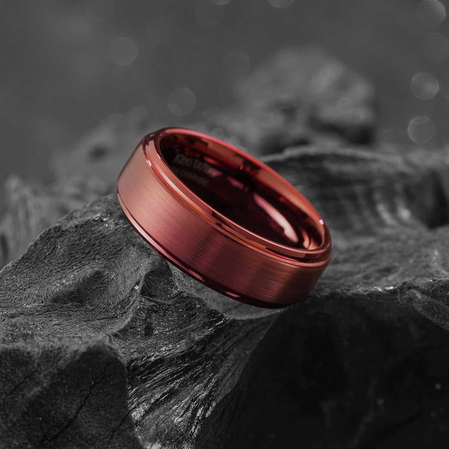 imageKing Will Classic Tungsten Wedding Band for Men 678910mm Widths Polished Finish Step Edge Matte Rings Comfort FitFred 8mm