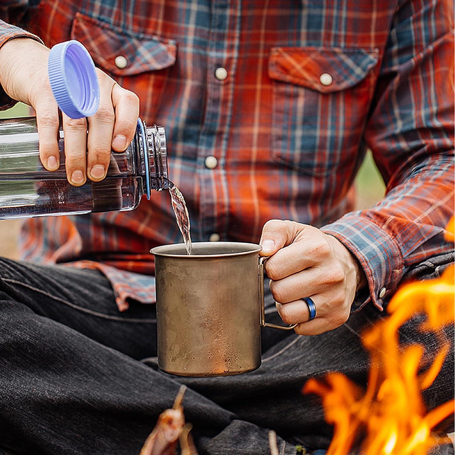 imageKing Will Mens Tungsten Wedding Band 6mm8mm Galaxy Style Sandstone Opal Inlay Polished Beveled Edge Unique Rings for Men Women Comfort Fit DurableBlackBlue8mm