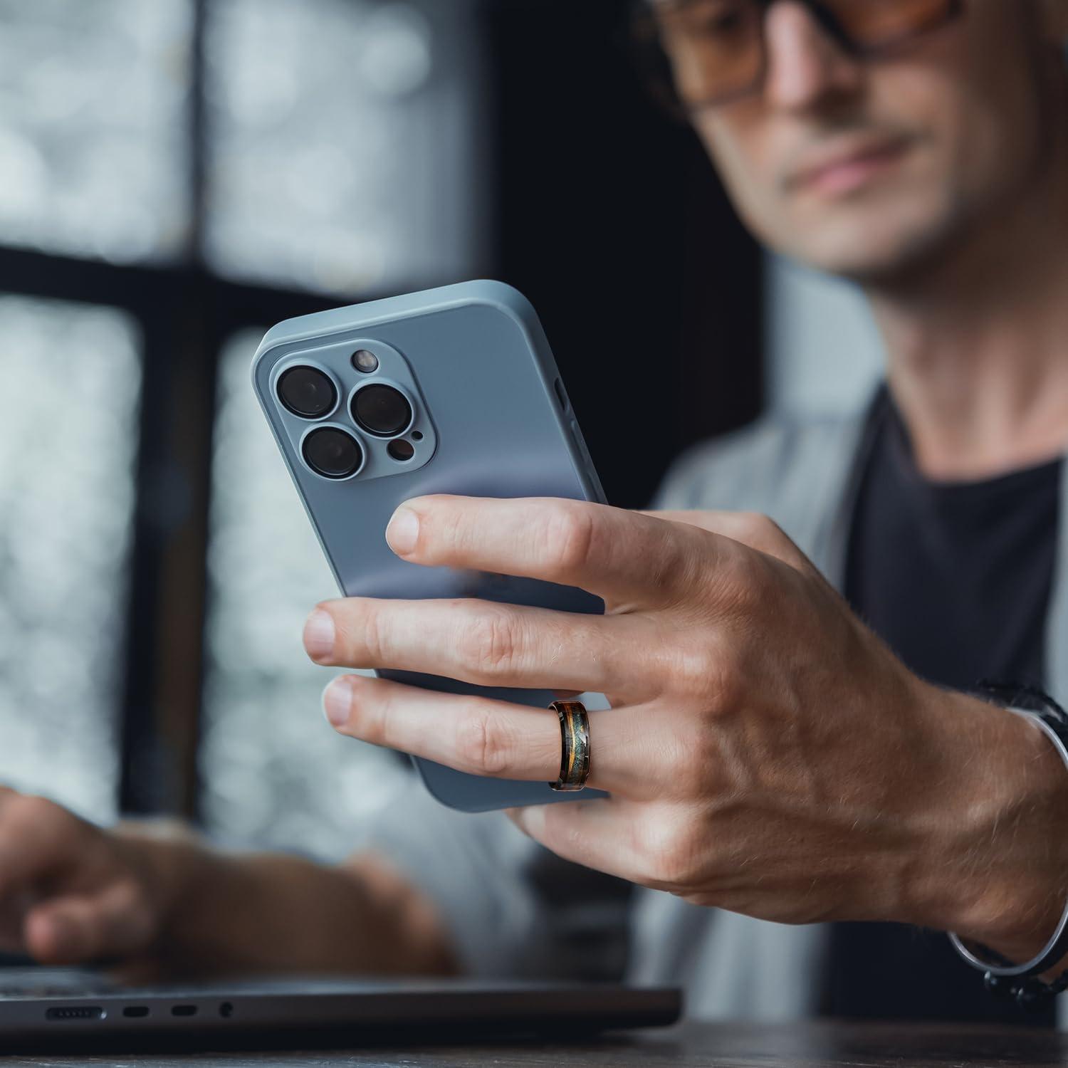 imageKing Will Mens Tungsten Wedding Band 6mm8mm Galaxy Style Sandstone Opal Inlay Polished Beveled Edge Unique Rings for Men Women Comfort Fit DurableGoldGreen