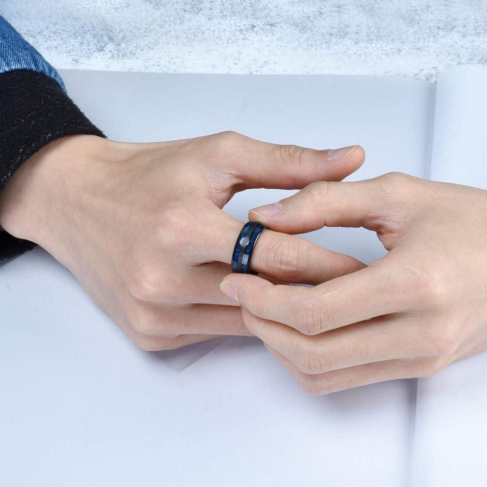 imageKing Will Tungsten Carbide Wedding Band for Men Women8mm Width BlackGoldSliver with Nature KoaMaple Wood Inlay Domed Design Wodden Wedding Ring Comfort Fit Size 614CBlue maple
