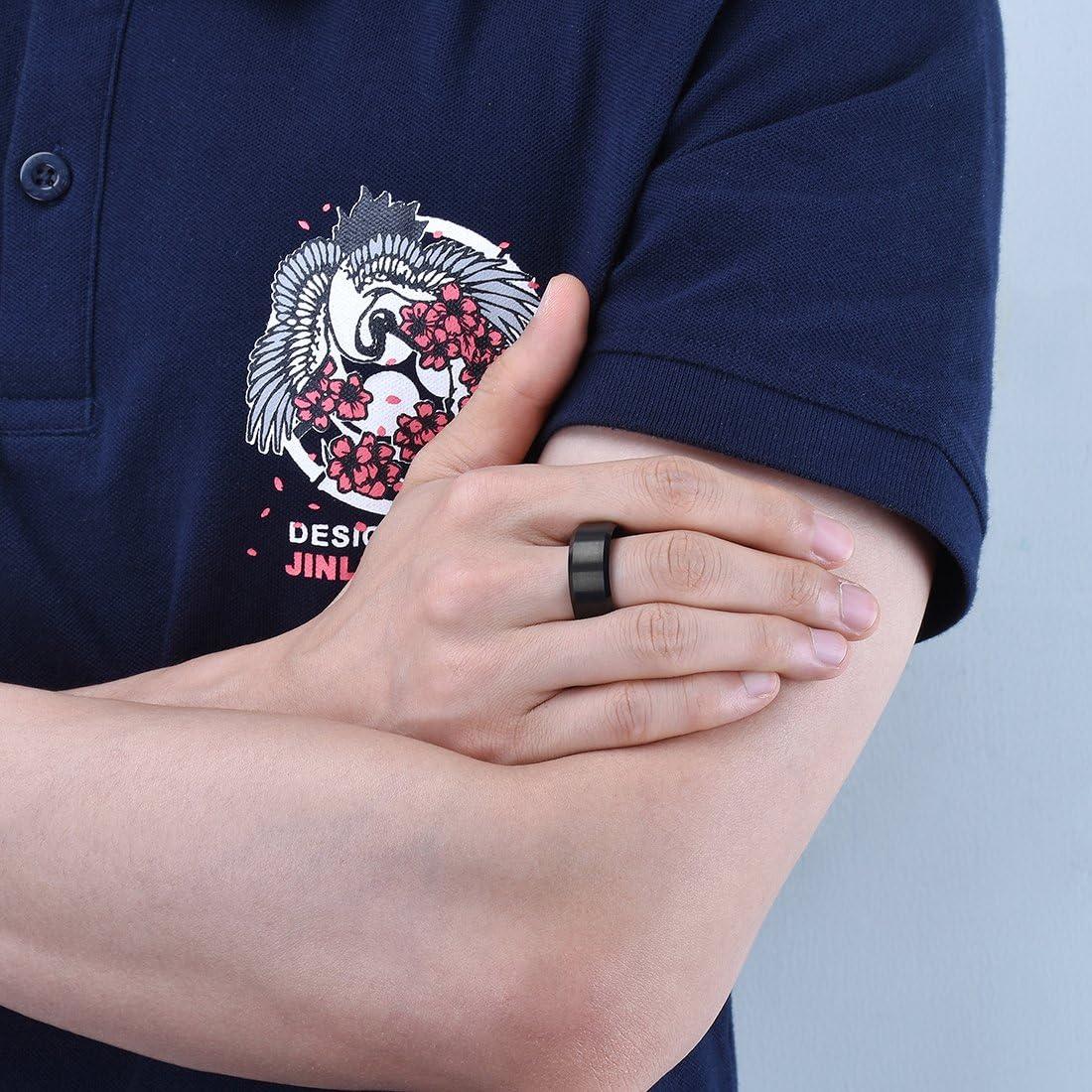 imageKing Will Tungsten Mens Wedding Ring Available in 6mm to 10mm BlackSilver Matte Finish Beveled Polished Edge Comfort FitBlack10mm