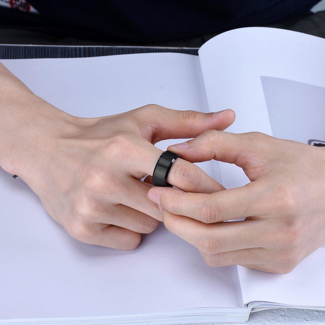 imageKing Will Tungsten Mens Wedding Ring Available in 6mm to 10mm BlackSilver Matte Finish Beveled Polished Edge Comfort FitBlack10mm