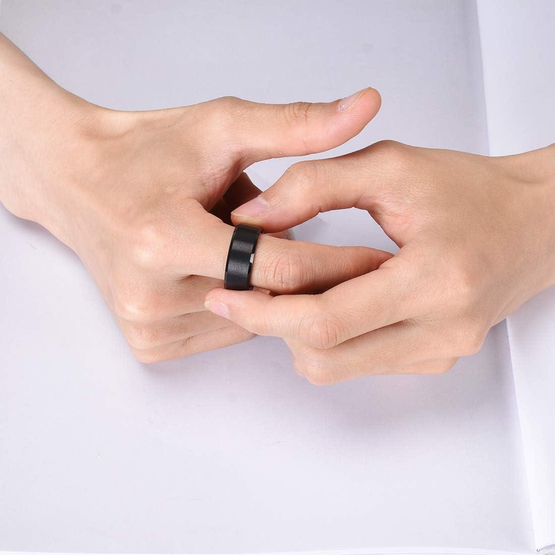 imageKing Will Tungsten Mens Wedding Ring Available in 6mm to 10mm BlackSilver Matte Finish Beveled Polished Edge Comfort FitBlack9mm