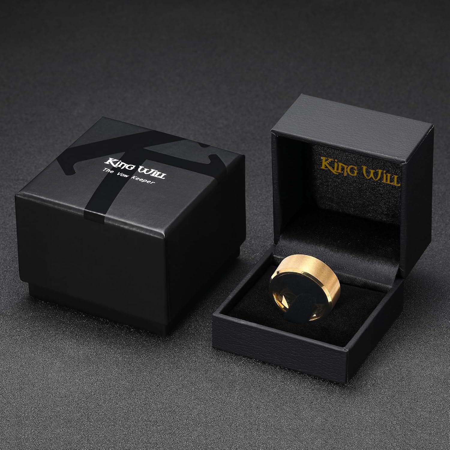 imageKing Will Tungsten Mens Wedding Ring Available in 6mm to 10mm BlackSilver Matte Finish Beveled Polished Edge Comfort FitGold10mm