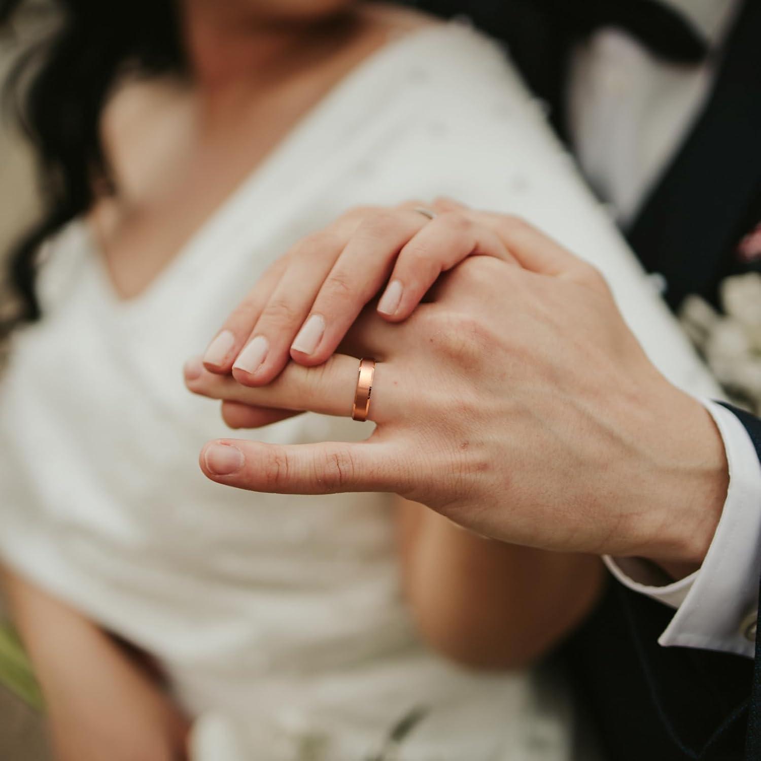 imageKing Will Tungsten Mens Wedding Ring Available in 6mm to 10mm BlackSilver Matte Finish Beveled Polished Edge Comfort FitRose Gold6mm