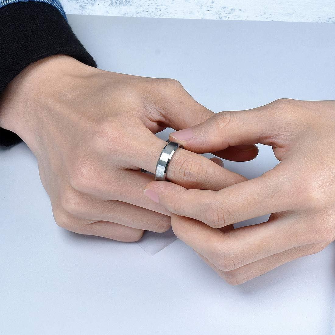 imageKing Will Tungsten Mens Wedding Ring Available in 6mm to 10mm BlackSilver Matte Finish Beveled Polished Edge Comfort FitSilver6mm