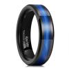 imageKing Will Mens Tungsten Wedding Band 6mm8mm Galaxy Style Sandstone Opal Inlay Polished Beveled Edge Unique Rings for Men Women Comfort Fit DurableBlackBlue6mm
