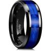 imageKing Will Mens Tungsten Wedding Band 6mm8mm Galaxy Style Sandstone Opal Inlay Polished Beveled Edge Unique Rings for Men Women Comfort Fit DurableBlackBlue8mm