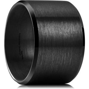 King Will Tungsten Men’s Wedding Ring – Available in 6mm to 10mm, Black/Silver, Matte Finish, Beveled Polished Edge, Comfort Fit(Black-15mm)