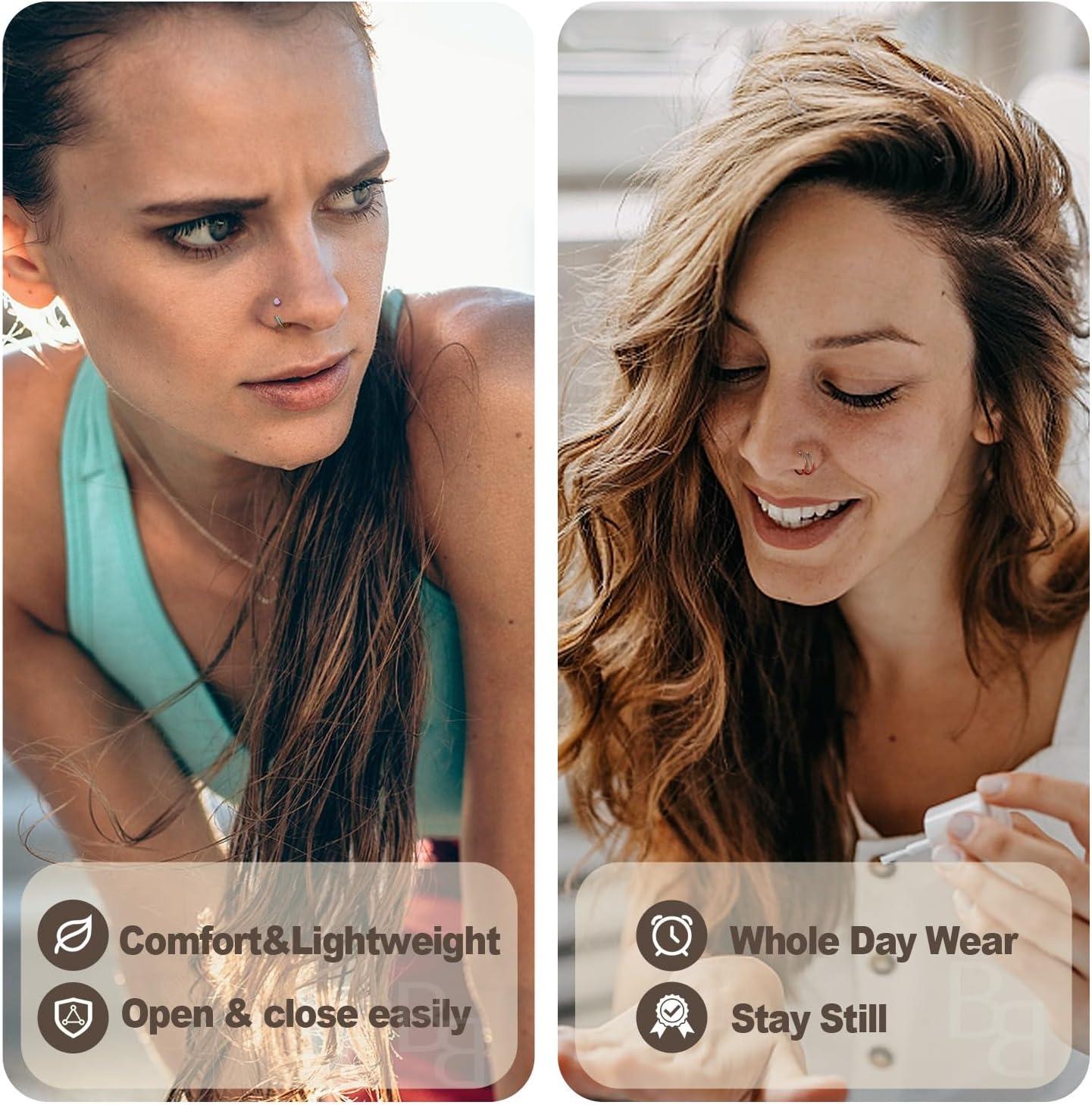 imageBodyBonita 10Pcs Nose Rings Hoops 316L 22G 20G 18G Septum Rings Bendable Cartilage Earrings for Women Conch Piercing Jewelry Helix Rook Tragus Daith Snug Belly Button Ring 8 mm 10 mmMixed Color