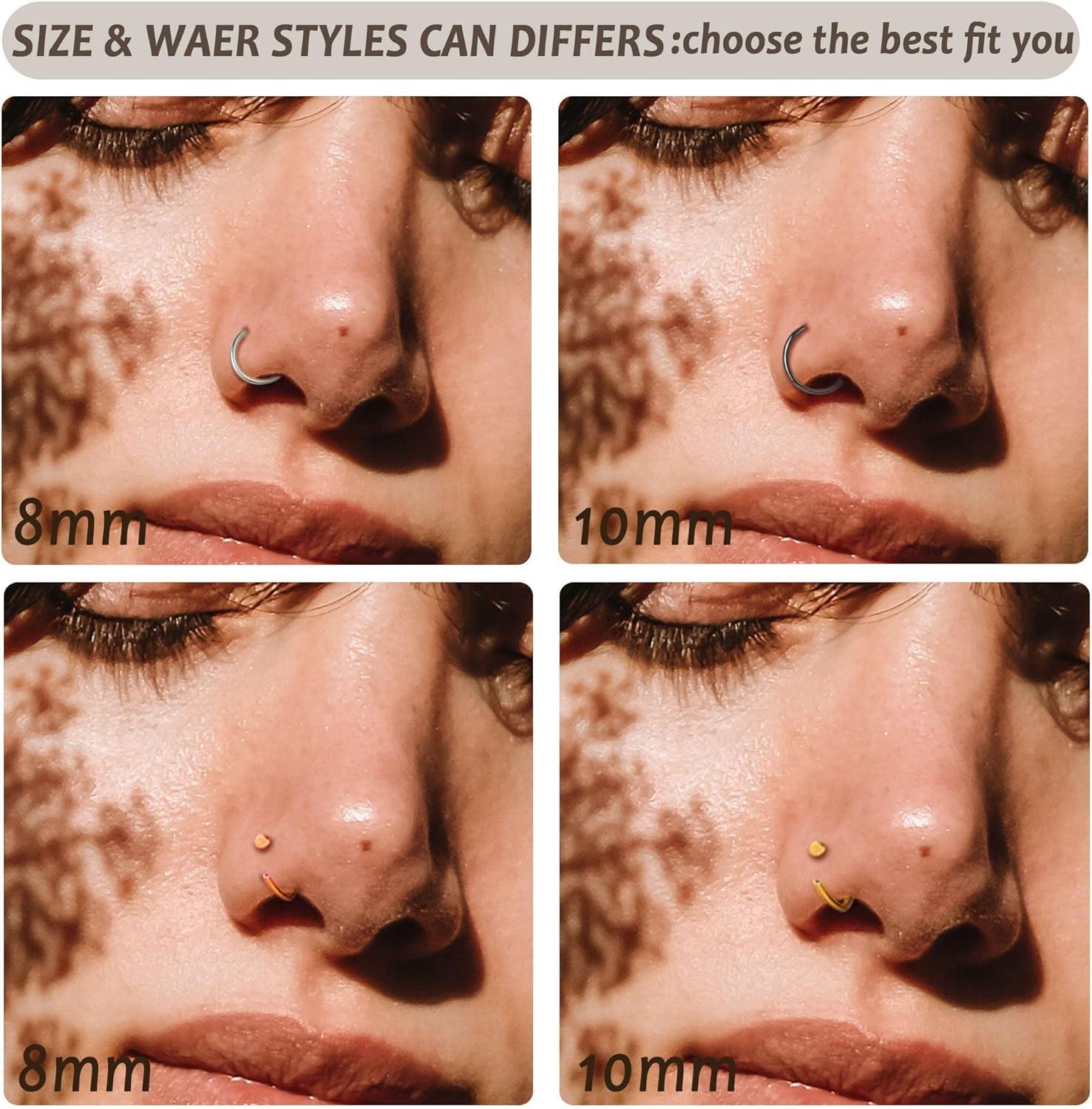 imageBodyBonita 10Pcs Nose Rings Hoops 316L 22G 20G 18G Septum Rings Bendable Cartilage Earrings for Women Conch Piercing Jewelry Helix Rook Tragus Daith Snug Belly Button Ring 8 mm 10 mmMixed Color