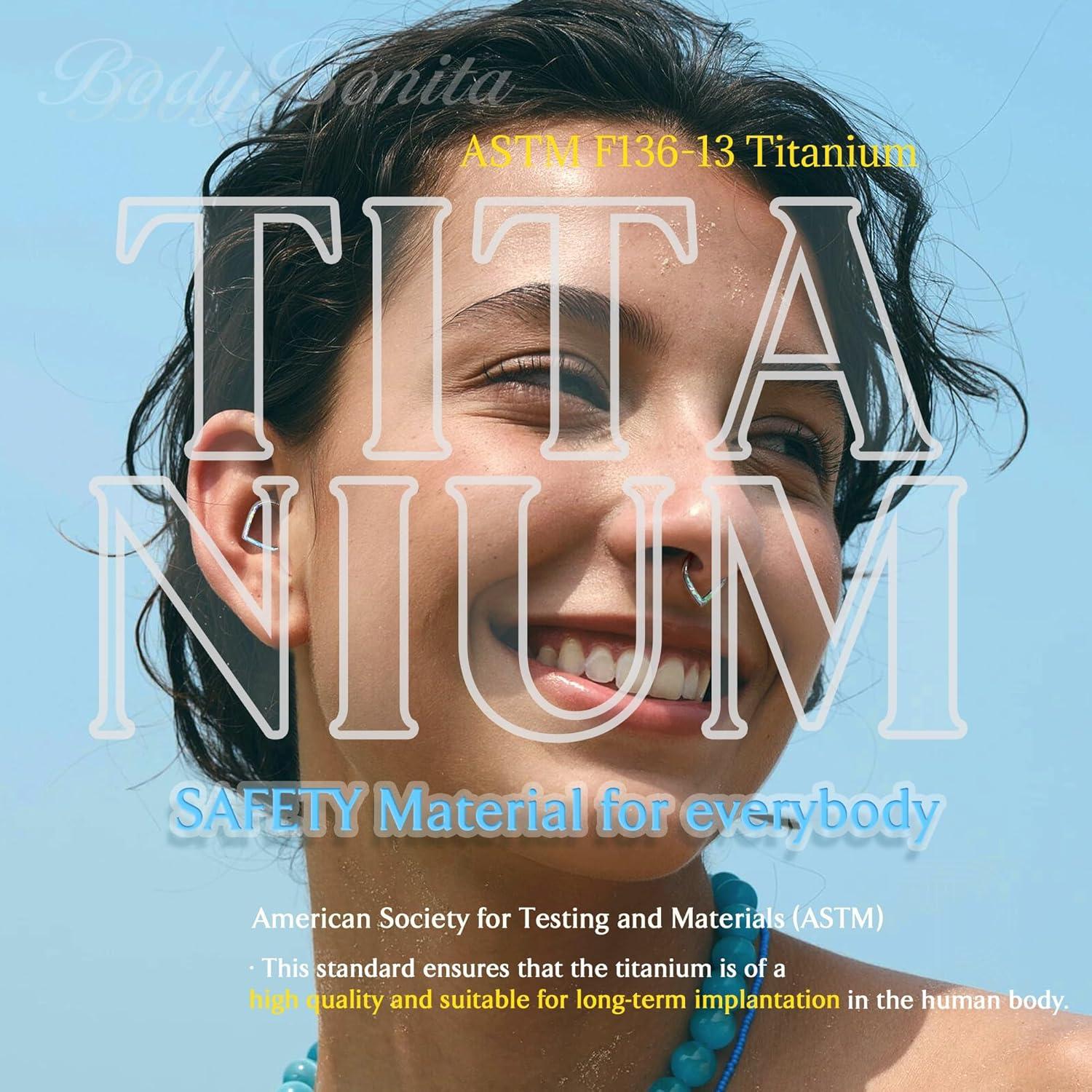 imageBodyBonita 16G Opal Teardrop Septum Rings G23 Titanium Hinged Nose Rings Hoops Septum Clicker Jewelry Conch Daith Helix Piercing Cartilage Earring for Women Men PinkBlueWhite Opal 8mm 10mmWhite Opal 16g Silver