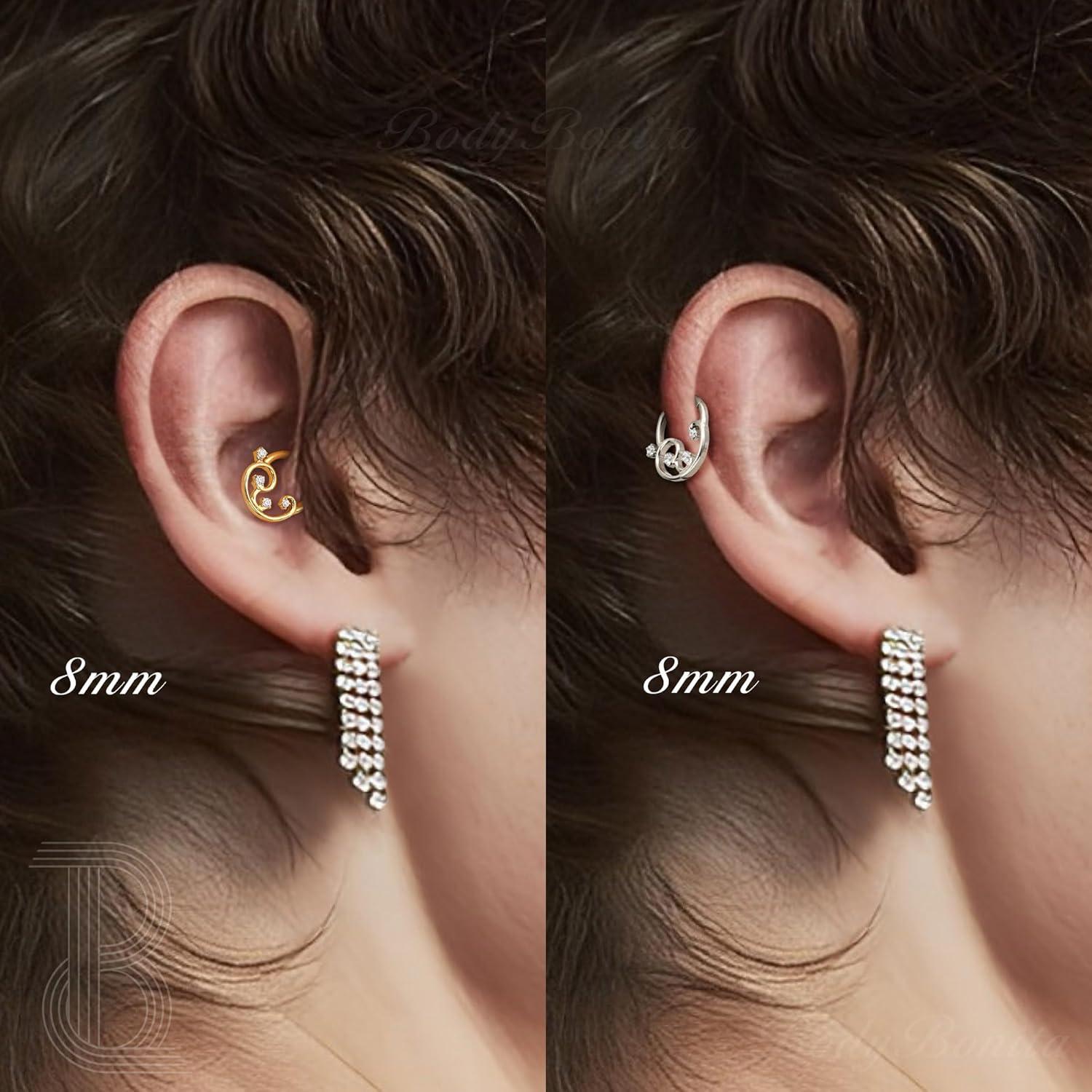 imageBodyBonita 16G Septum Rings Clicker 316L Stainless Steel Septum Nose Rings for Women Daith Earrings for Women Septum Jewelry Conch Daith Piercing Jewelry 14k Gold PlatedSilver 8mm 10mmGalactic QuartetGoldSilver