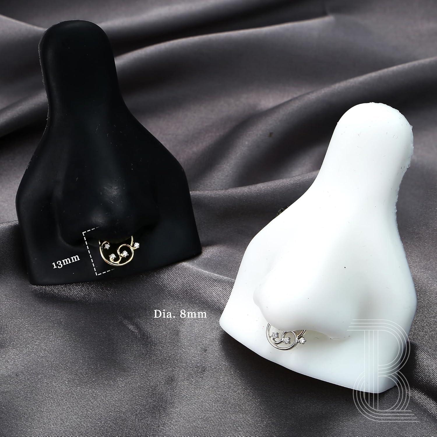 imageBodyBonita 16G Septum Rings Clicker 316L Stainless Steel Septum Nose Rings for Women Daith Earrings for Women Septum Jewelry Conch Daith Piercing Jewelry 14k Gold PlatedSilver 8mm 10mmGalactic QuartetGoldSilver