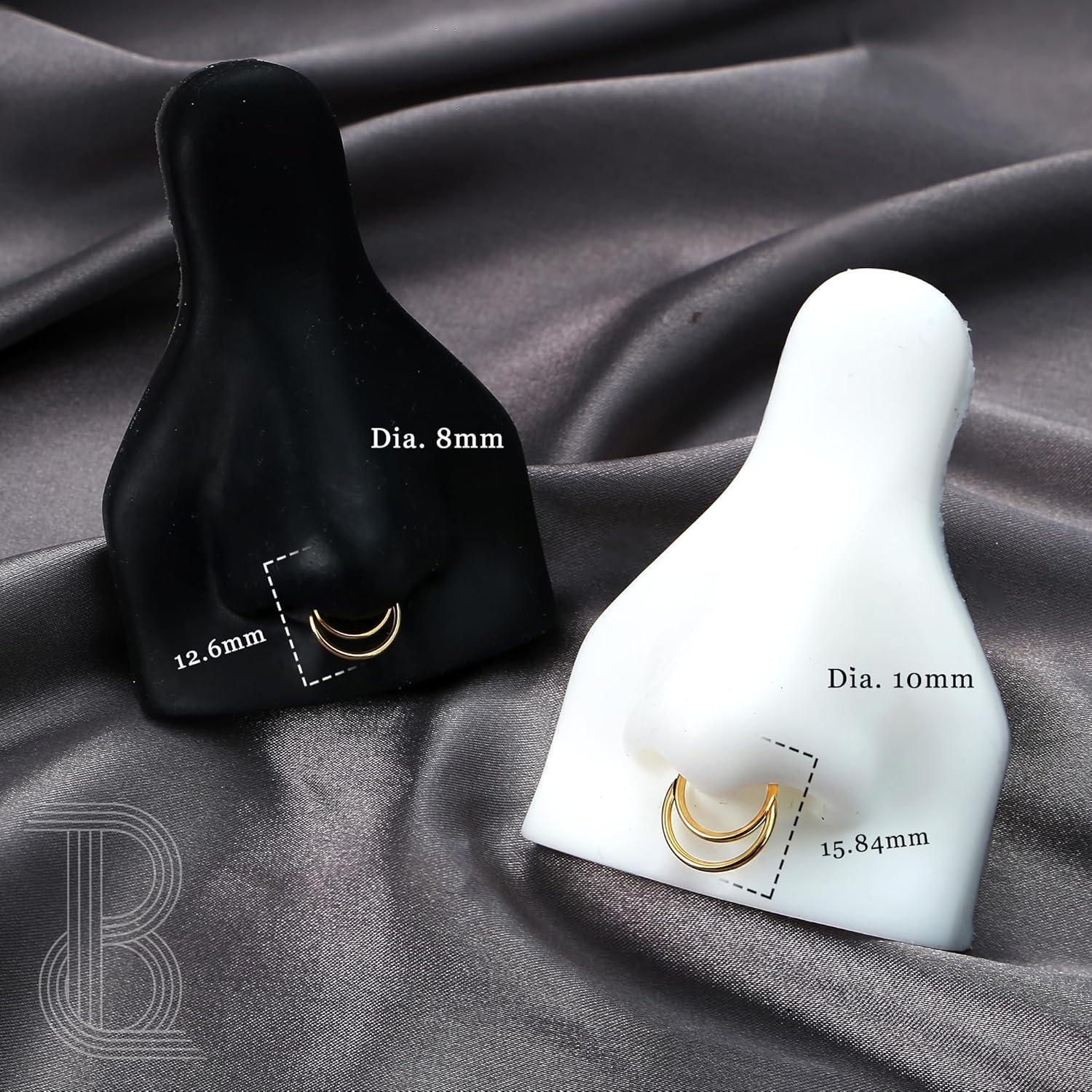 imageBodyBonita 16G Septum Rings Clicker 316L Stainless Steel Septum Nose Rings for Women Daith Earrings for Women Septum Jewelry Conch Daith Piercing Jewelry 14k Gold PlatedSilver 8mm 10mmCrescent LayeredGoldSilver