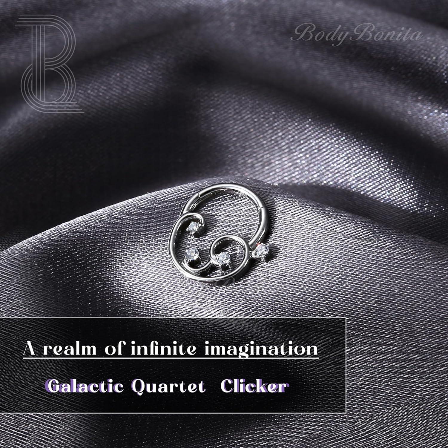 imageBodyBonita 16G Septum Rings Clicker 316L Stainless Steel Septum Nose Rings for Women Daith Earrings for Women Septum Jewelry Conch Daith Piercing Jewelry 14k Gold PlatedSilver 8mm 10mmGalactic QuartetGoldSilver