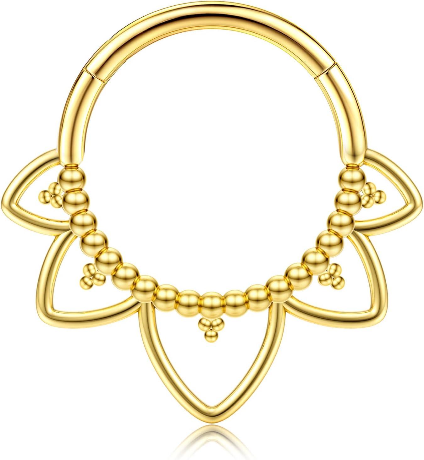 imageBodyBonita 16G Septum Rings Clicker 316L Stainless Steel Septum Nose Rings for Women Daith Earrings for Women Septum Jewelry Conch Daith Piercing Jewelry 14k Gold PlatedSilver 8mm 10mmSprings RevivalGoldSilver