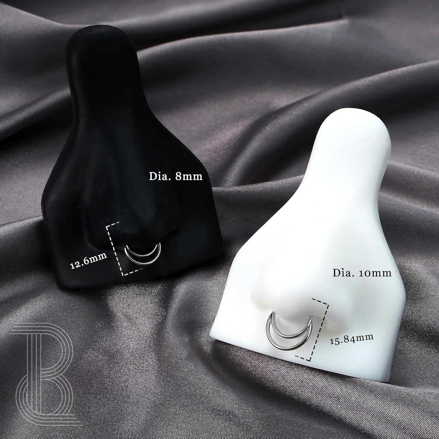 imageBodyBonita 16G Septum Rings Clicker 316L Stainless Steel Septum Nose Rings for Women Daith Earrings for Women Septum Jewelry Conch Daith Piercing Jewelry 14k Gold PlatedSilver 8mm 10mmCrescent LayeredGoldSilver18G