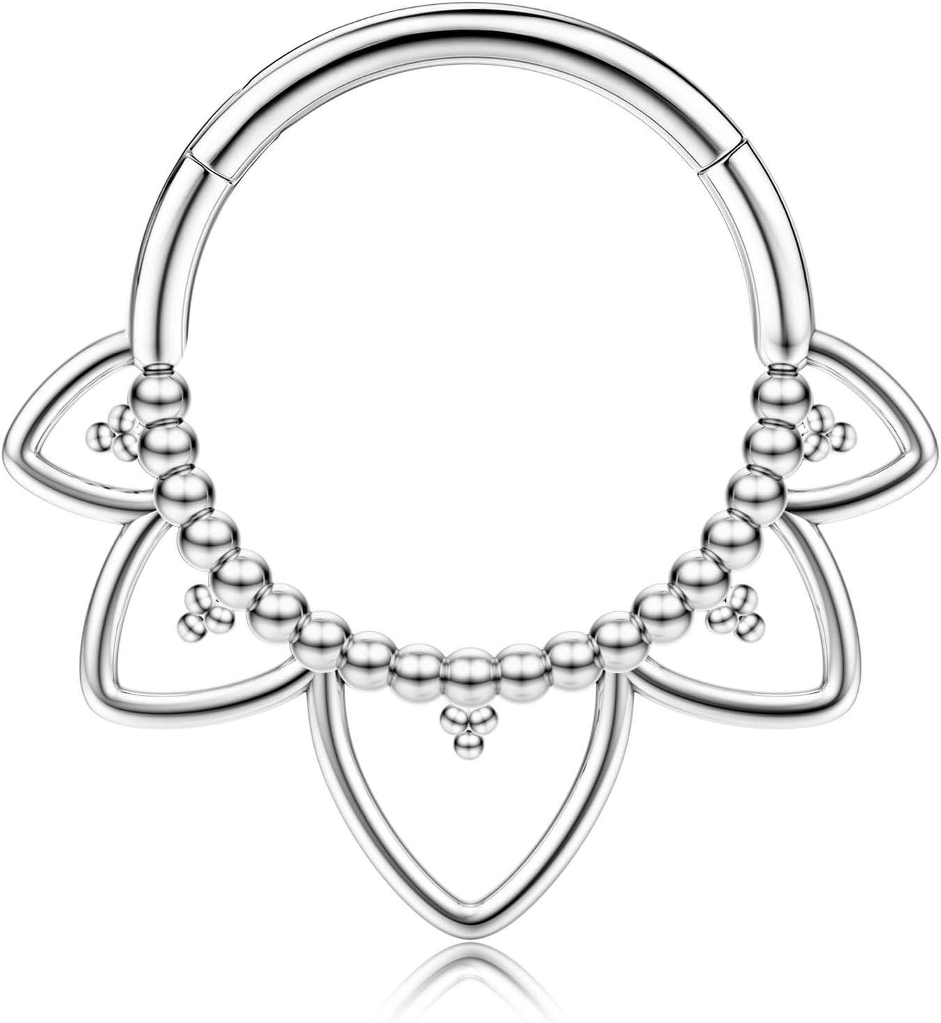 imageBodyBonita 16G Septum Rings Clicker 316L Stainless Steel Septum Nose Rings for Women Daith Earrings for Women Septum Jewelry Conch Daith Piercing Jewelry 14k Gold PlatedSilver 8mm 10mmSprings RevivalGoldSilver