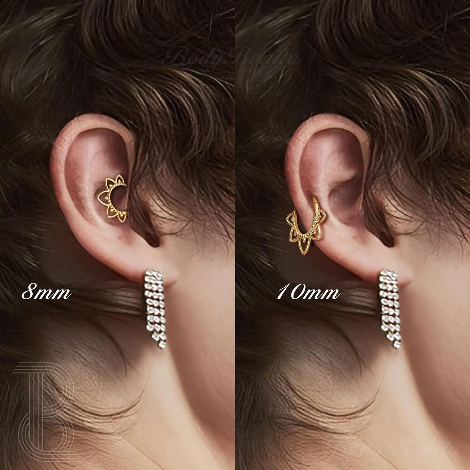 imageBodyBonita 16G Septum Rings Clicker 316L Stainless Steel Septum Nose Rings for Women Daith Earrings for Women Septum Jewelry Conch Daith Piercing Jewelry 14k Gold PlatedSilver 8mm 10mmSprings RevivalGoldSilver