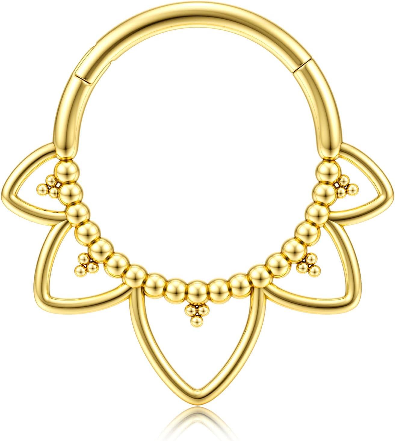 imageBodyBonita 16G Septum Rings Clicker 316L Stainless Steel Septum Nose Rings for Women Daith Earrings for Women Septum Jewelry Conch Daith Piercing Jewelry 14k Gold PlatedSilver 8mm 10mmSprings RevivalGoldSilver