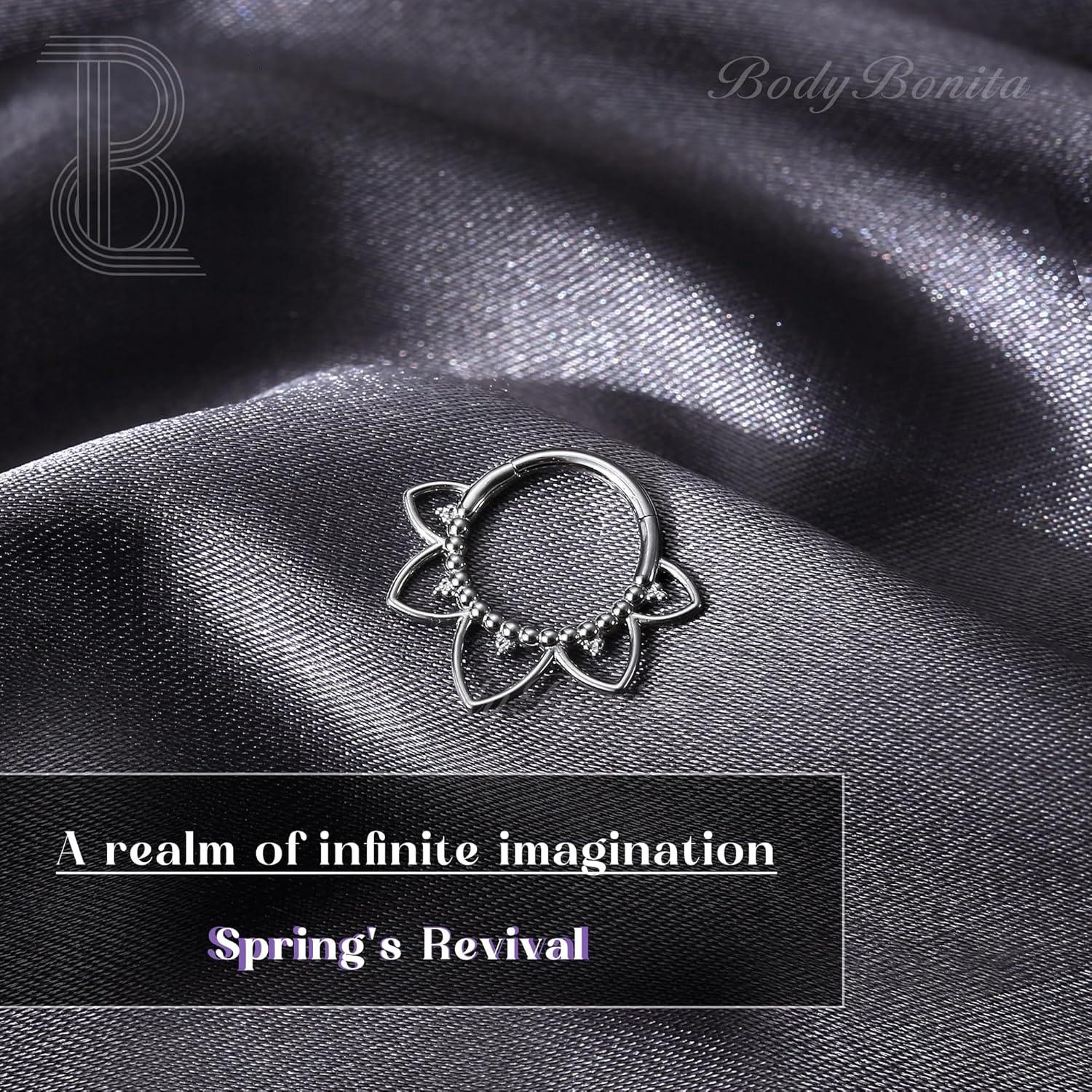 imageBodyBonita 16G Septum Rings Clicker 316L Stainless Steel Septum Nose Rings for Women Daith Earrings for Women Septum Jewelry Conch Daith Piercing Jewelry 14k Gold PlatedSilver 8mm 10mmSprings RevivalGoldSilver