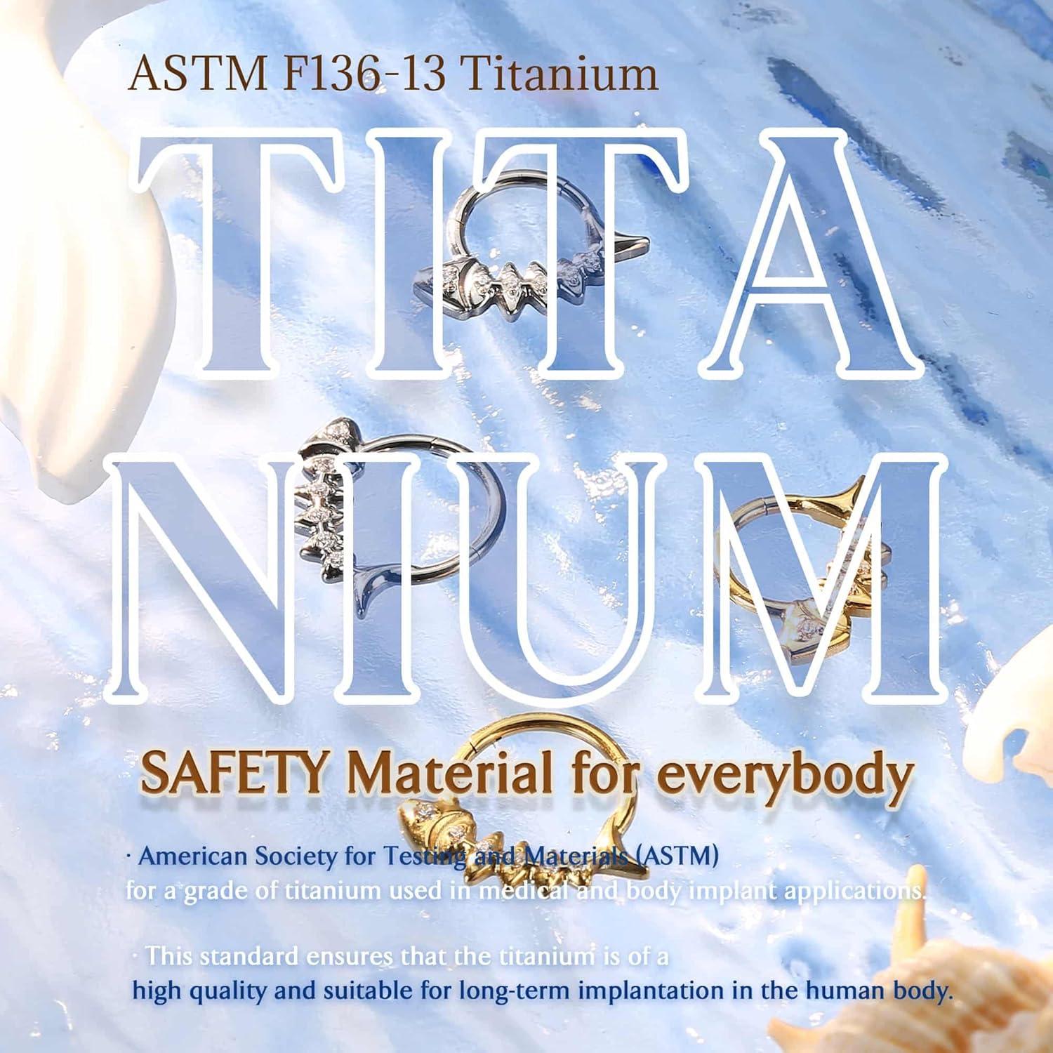 imageBodyBonita 16G Septum Rings Fish Bones G23 Titanium Nose Rings Hoops Septum Jewelry Clicker Conch Helix Tragus Rook Daith Piercings for Women Men SilverGold Plated 810 mmSilver