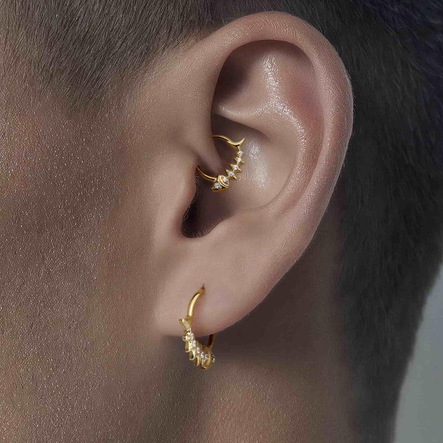 imageBodyBonita 16G Septum Rings Fish Bones G23 Titanium Nose Rings Hoops Septum Jewelry Clicker Conch Helix Tragus Rook Daith Piercings for Women Men SilverGold Plated 810 mmGold