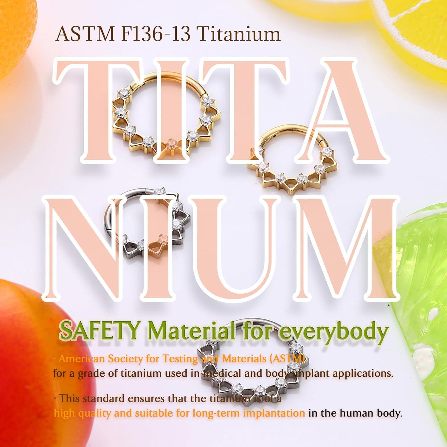 imageBodyBonita 16G Septum Rings PinkRedGreenClear CZ G23 Titanium Nose Ring Hoops Septum Jewelry Clicker Conch Helix Tragus Rook Daith Piercings for Women Men SilverGold 810 mmClear CZGold