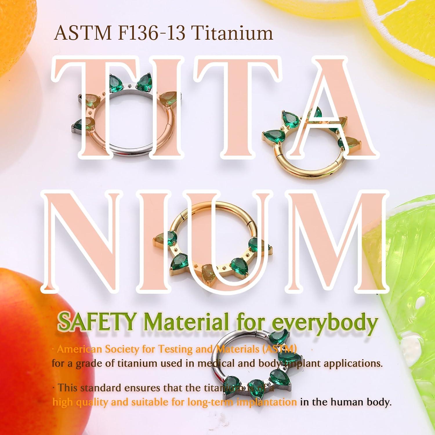 imageBodyBonita 16G Septum Rings PinkRedGreenClear CZ G23 Titanium Nose Ring Hoops Septum Jewelry Clicker Conch Helix Tragus Rook Daith Piercings for Women Men SilverGold 810 mmGreen CZSilver