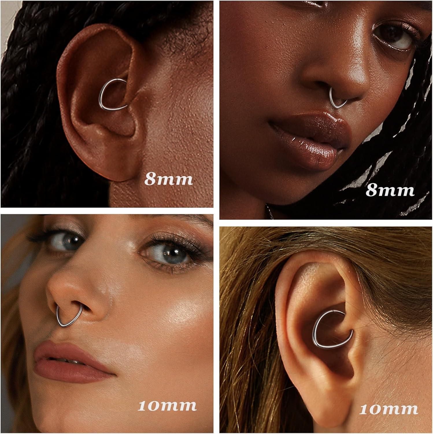 imageBodyBonita 16G Septum Rings Teardrop 316L Surgical Steel Nose Rings Hoops Hinged Cartilage Earrings for Women Conch Daith Piercing Jewelry Helix Rook Lip Gold PlatedSilverBlackRoseGold PlatedTeardropSleek Silver
