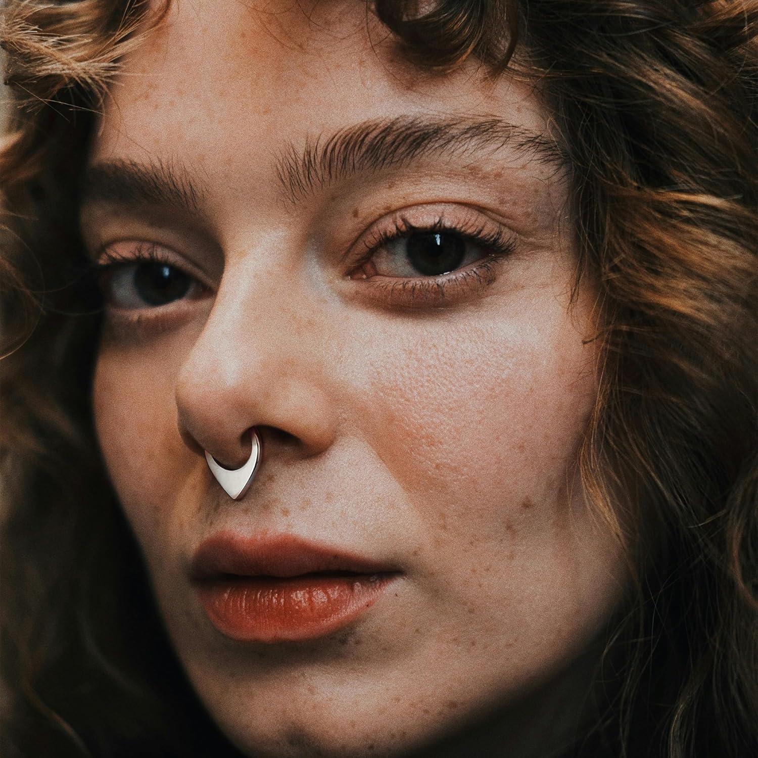 imageBodyBonita 16G Septum Rings Teardrop 316L Surgical Steel Nose Rings Hoops Hinged Cartilage Earrings for Women Conch Daith Piercing Jewelry Helix Rook Lip Gold PlatedSilverBlackRoseGold PlatedTeardropBold Silver