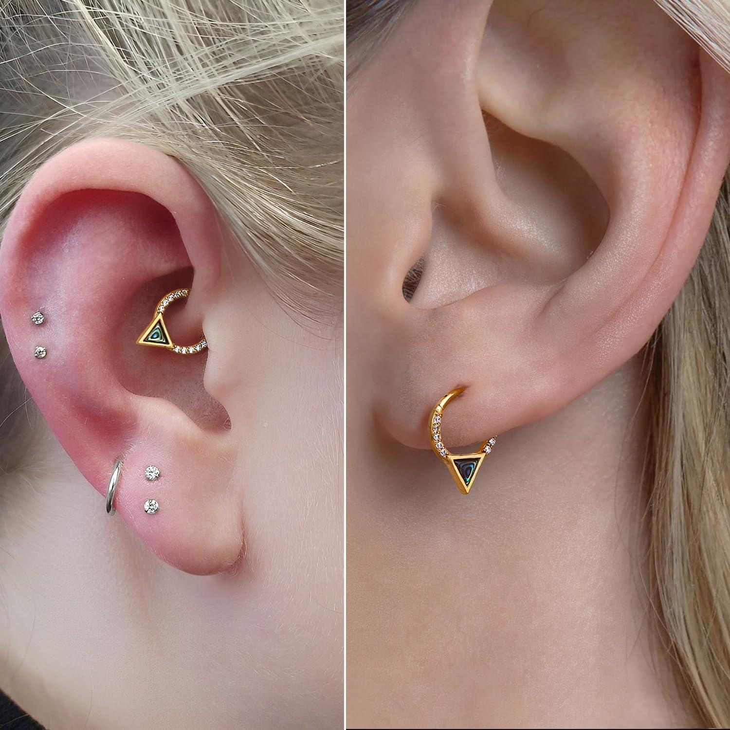 imageBodyBonita 16G Shell Septum Rings 316L Surgical Steel Nose Rings Hoops Clicker CZ Septum Jewelry Nose Piercings Helix Tragus Rook Daith Earrings for Women Men SilverGold 810mmGold