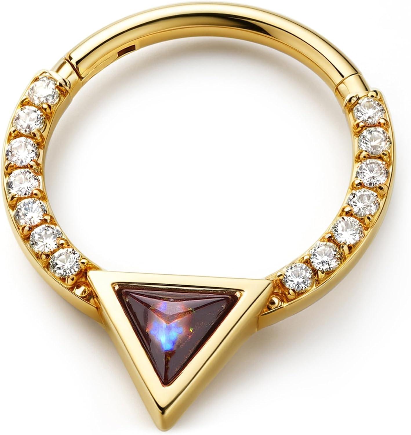 imageBodyBonita 16G Shell Septum Rings 316L Surgical Steel Nose Rings Hoops Clicker CZ Septum Jewelry Nose Piercings Helix Tragus Rook Daith Earrings for Women Men SilverGold 810mmGold